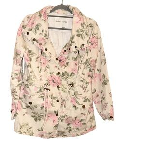 Sound & Matter floral Button front‎ utility jacket cream pink size medium